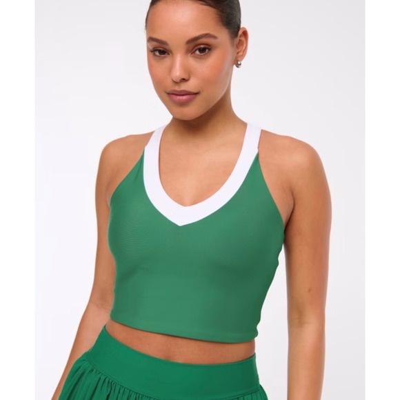 Abercrombie & Fitch Tops - Abercrombie YPB SculptLUX Racerback V-Neck Tank – Green‎ – Women's Small – GUC